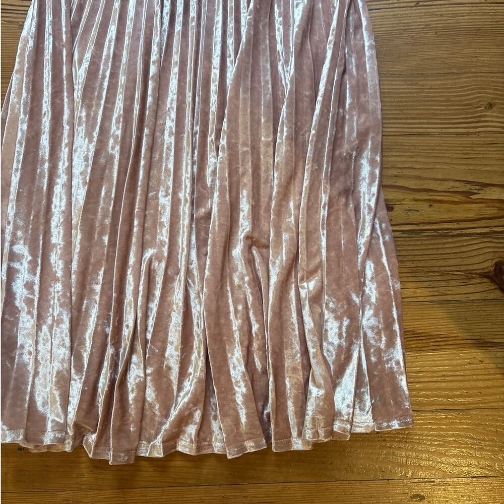 A New Day blush pink velvet romantic pleated midi skirt SIZE‎ M - Picture 2 of 5